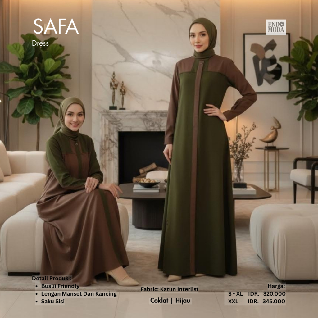 Endomoda Gamis Safa Gamis Terbaru Dress Maxi Wanita Muslim Kondangan