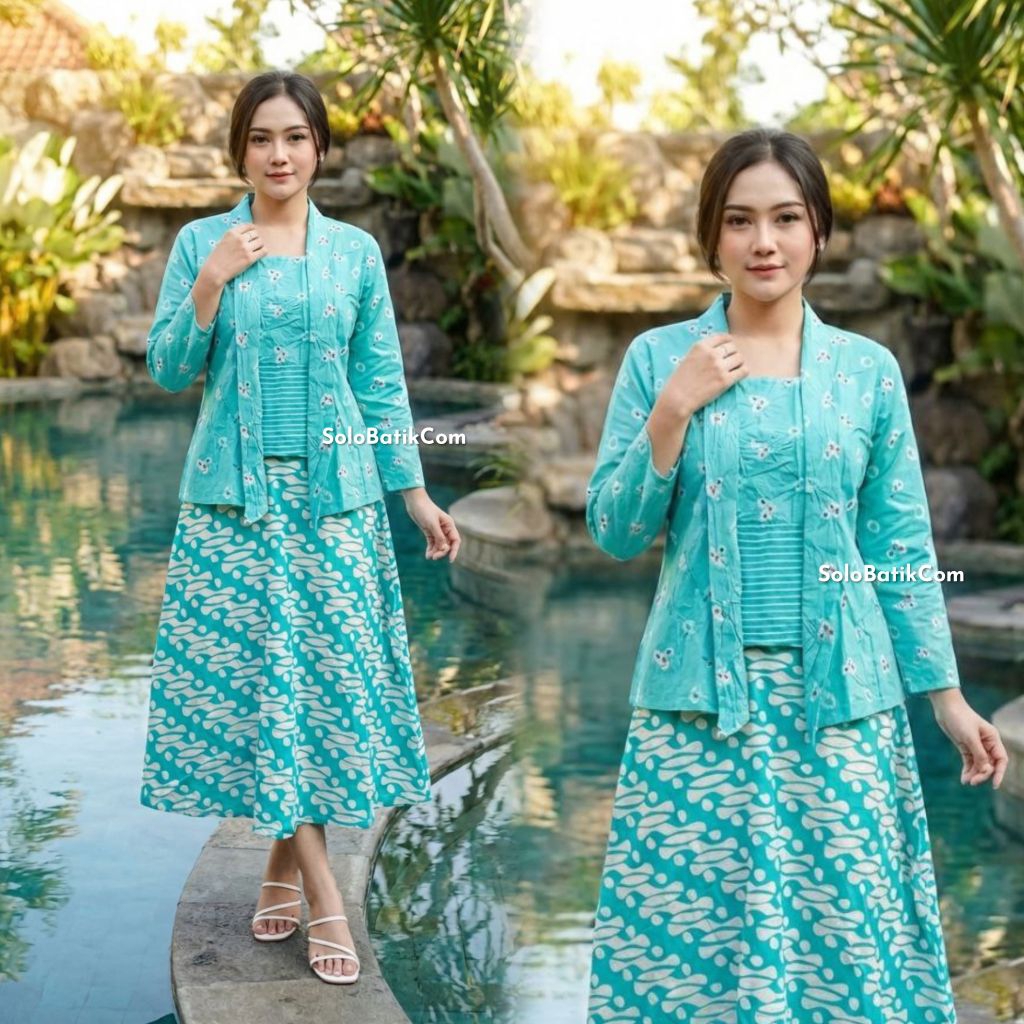 SETELAN BATIK WANITA BATIK SOLO ONESET BATIK MINT