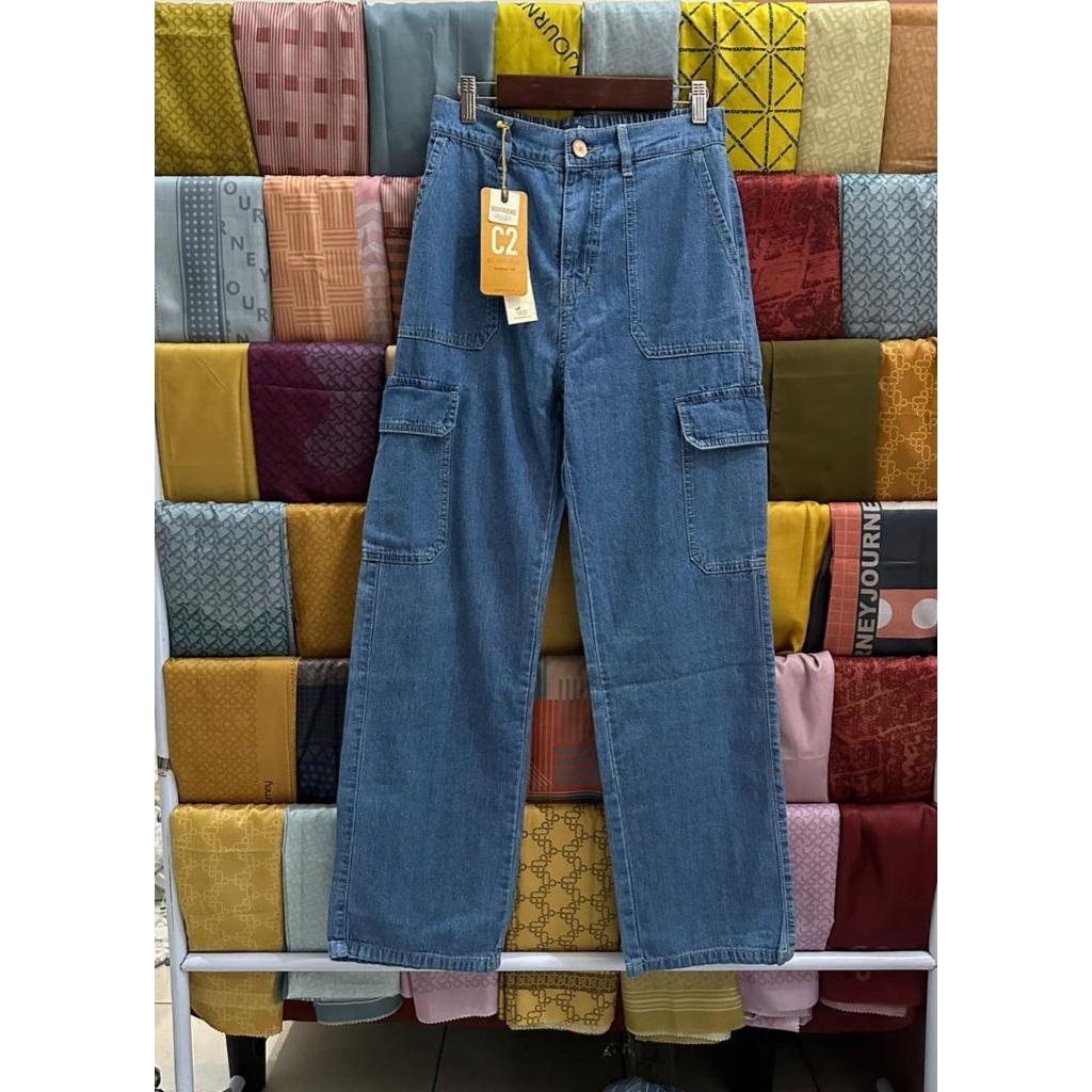 Cargo Jeans Blue Denim - C2, Celana Wanita