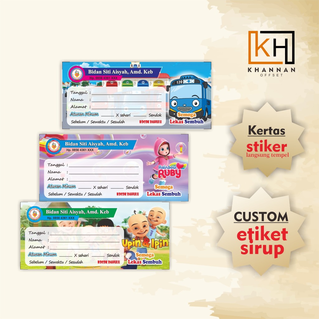 Label obat syrup CUSTOM / Etiket obat syrup / Stiker label obat / Stiker label obat sirup / Etiket s