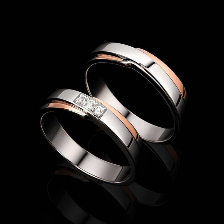 Arroisi Jewelry cincin kawin nikah tunangan 2warna Emas (0027)