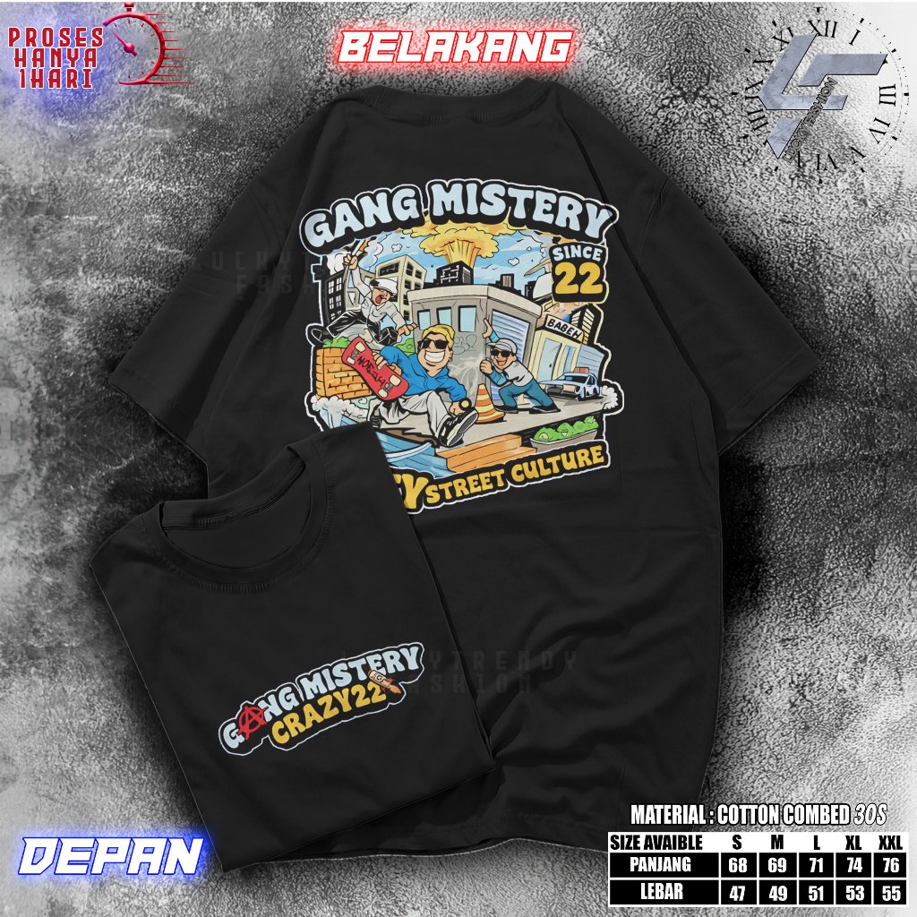 Kaos Distro Gang Mistery Cowok Cewek Baju Kaos Pria Biru Benhur Viral Kaos Baju Distro Pria Terbaru