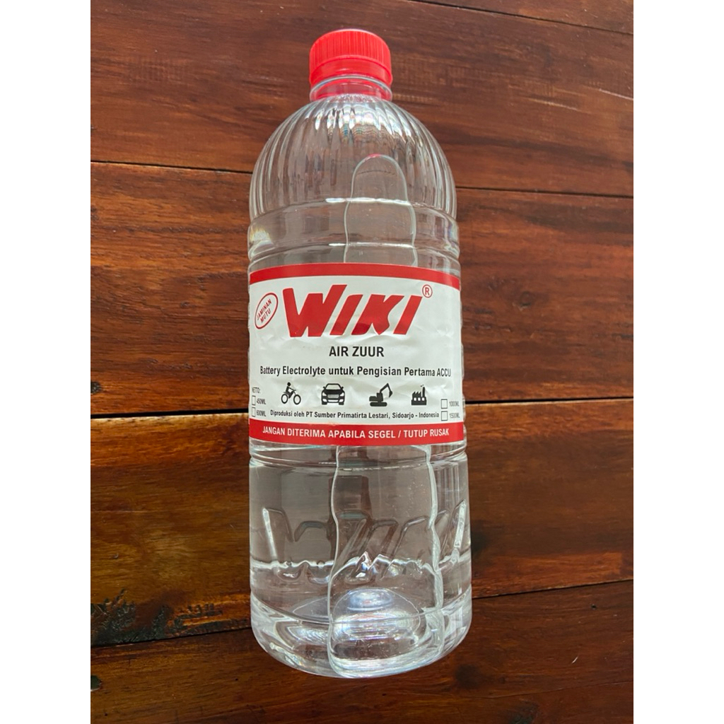 AIR AKI ZUUR / AIR ZIR  WIKI 1 LITER  untuk pengisian ulang aki baru basah atau bisa di gunakan untu