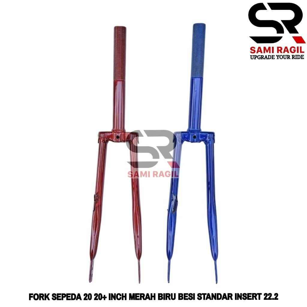 FORK SEPEDA 20 20" 20 PLUS 20+ INCH MINION MINI LIPAT GARPU POROK MERAH BIRU BESI STANDAR INSERT 22.