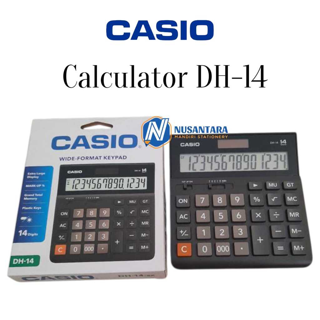 Calculator CASIO 14 DIGIT DH-14-BK 100% ORIGINAL kalkulator meja kantor
