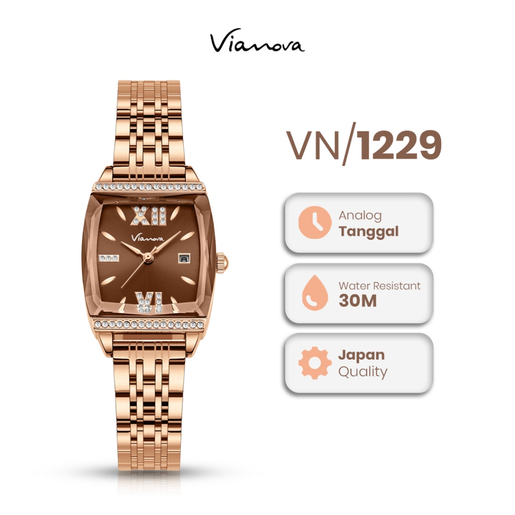 VIANOVA - Jam Tangan Wanita Original Anti Air 1229 Standard Jepang Jam Tangan Cewek