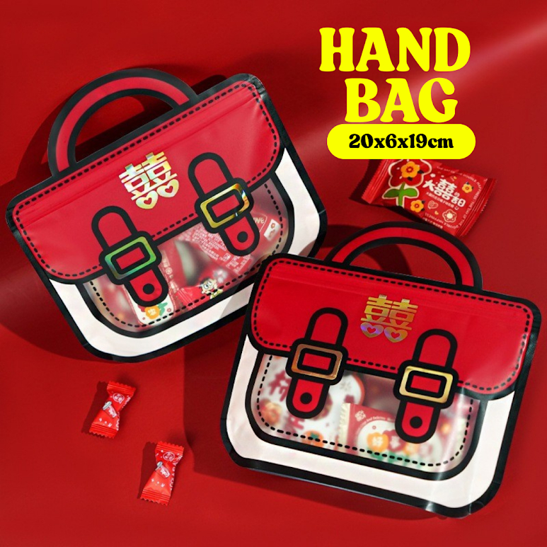 Plastik Goodie Bag Shuangxi Double Happiness Wedding Tingjing Sangjit Engagement Packaging Ziplock S