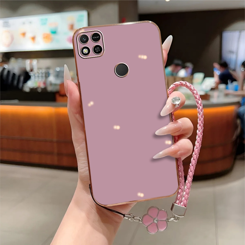 Softcase XIAOMI REDMI 10A / 9C / 9 / 10 / 9 PRIME / 10 PRIME Plating Glosyy Free Lanyard Tali Hp