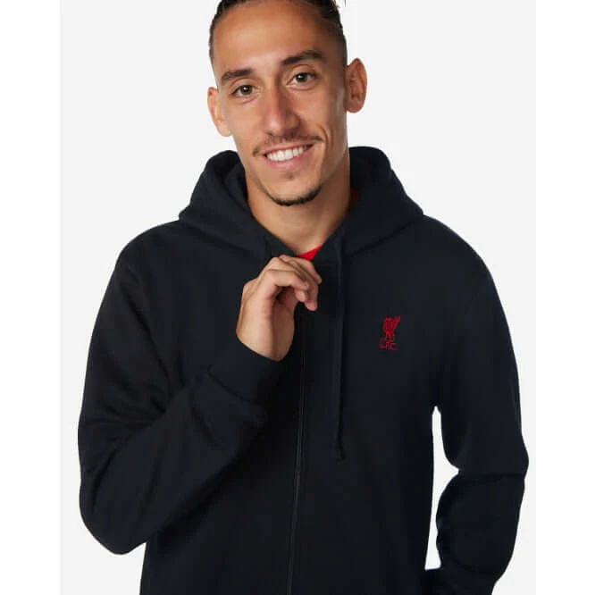 Liverpool FC Zip Through Hoody Black - Official LFC Jaket Original Pria