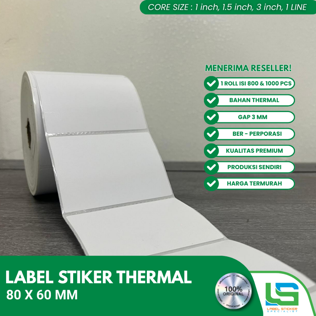 LABEL STIKER BARCODE THERMAL 80X60 MM