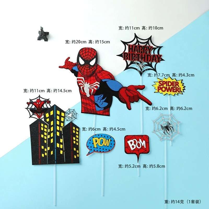 Topper Kue Spiderman Jumbo Isi 7 / Hiasan Kue Ultah Tema Spiderman Ekonomis