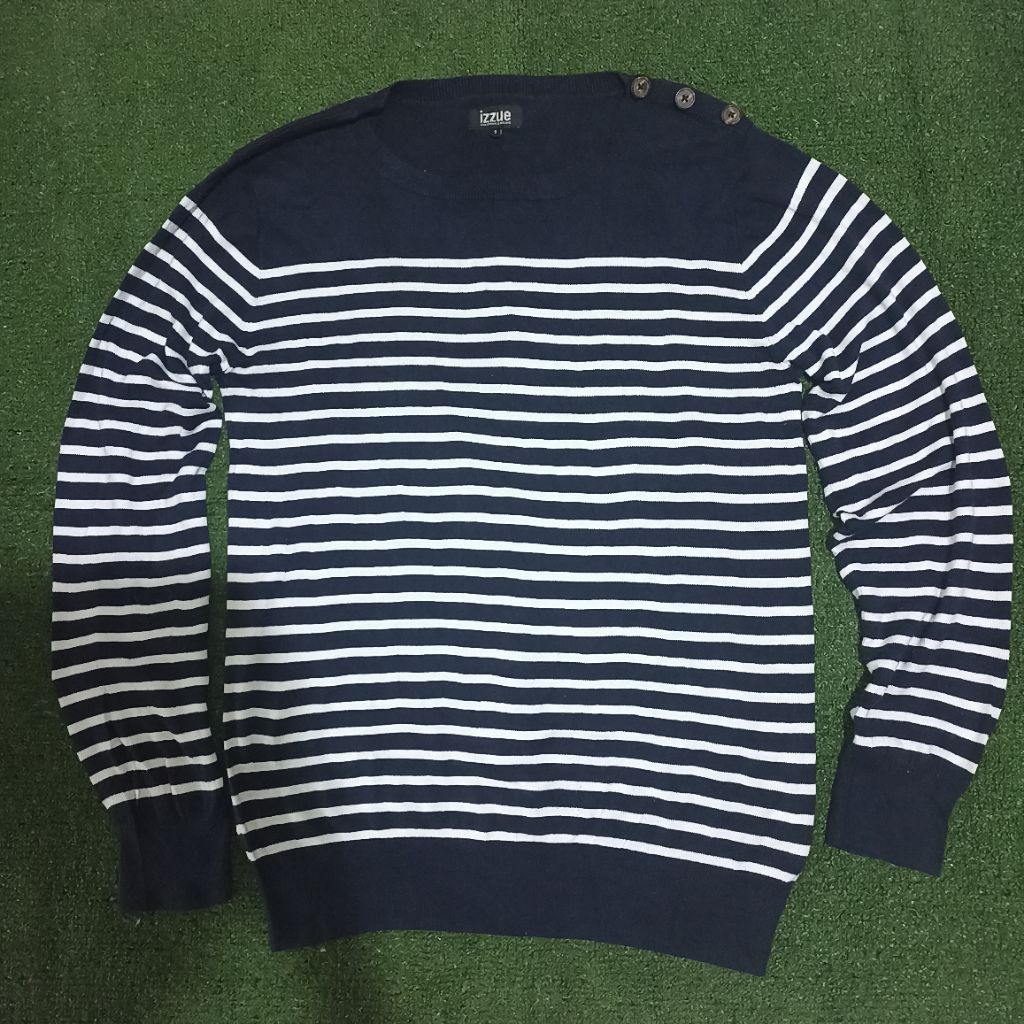 Izzue Striped Button Knit Sweater