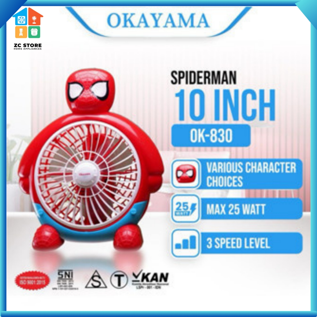 KIPAS ANGIN KARAKTER LUCU 10 INCH OKAYAMA kip as kipas angin