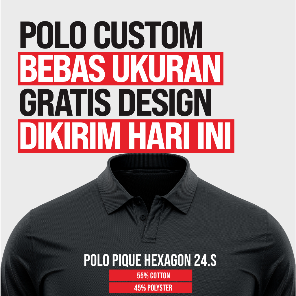 Custom Polo CVC Pique Hexagon 24s Premium (DTF) dan bisa Bordir
