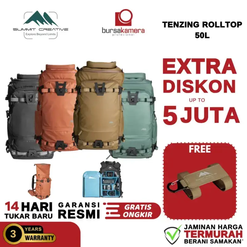 Summit Creative XLarge 50L Rolltop Camera Backpack Tenzing Tas Kamera Outdoor 50 L Tas Ransel Kamera