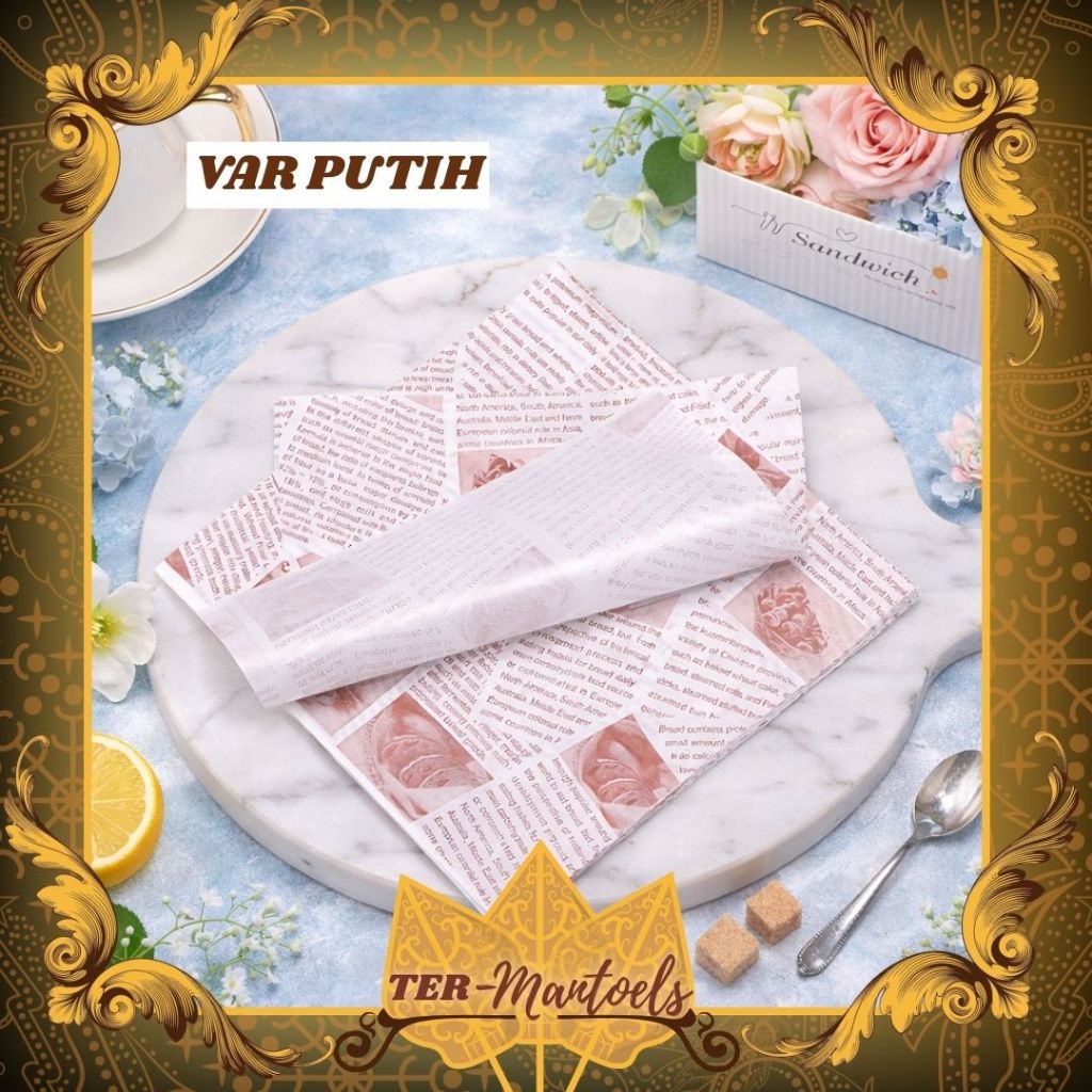 Varian Putih Kertas Roti Isi 100 Pcs Kertas Roti Motif Aman Untuk Makanan Kertas Roti Anti Lengket