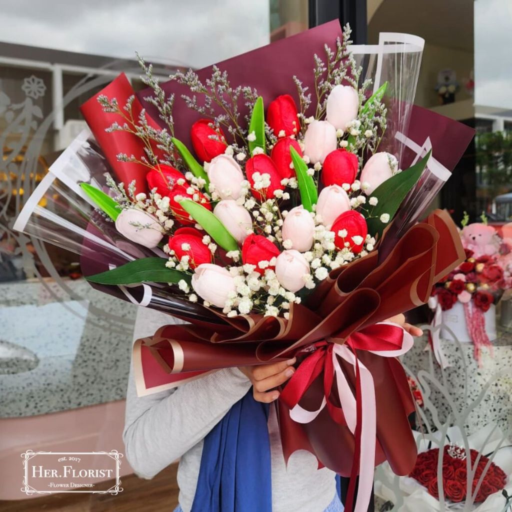 HER.FLORIST [TULIP] Big Soap Flower Bouquet / Buket Bunga Besar / Buket Bunga Tulip Sabun