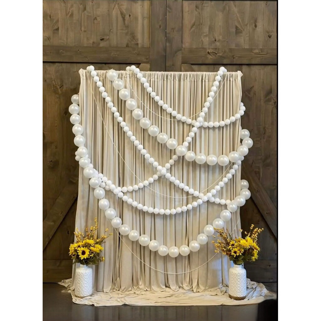 Bola Mutiara Wedding 5 Meter / Dekorasi Pernikahan Elegan / Garland Bola Putih