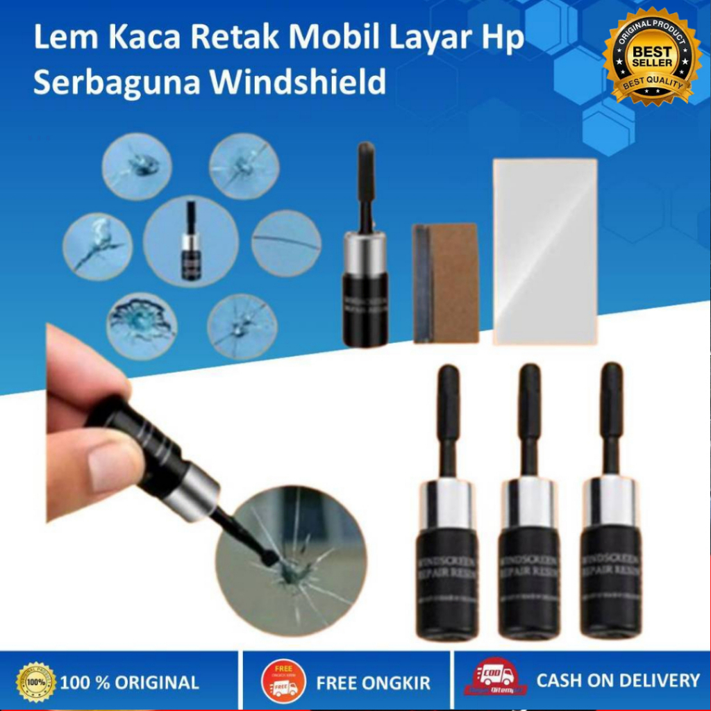 Alat Reparasi Kaca Mobil Retak Mudah Digunakan, Cepat, dan Ekonomis/lem kaca mobil motor cermin SERB