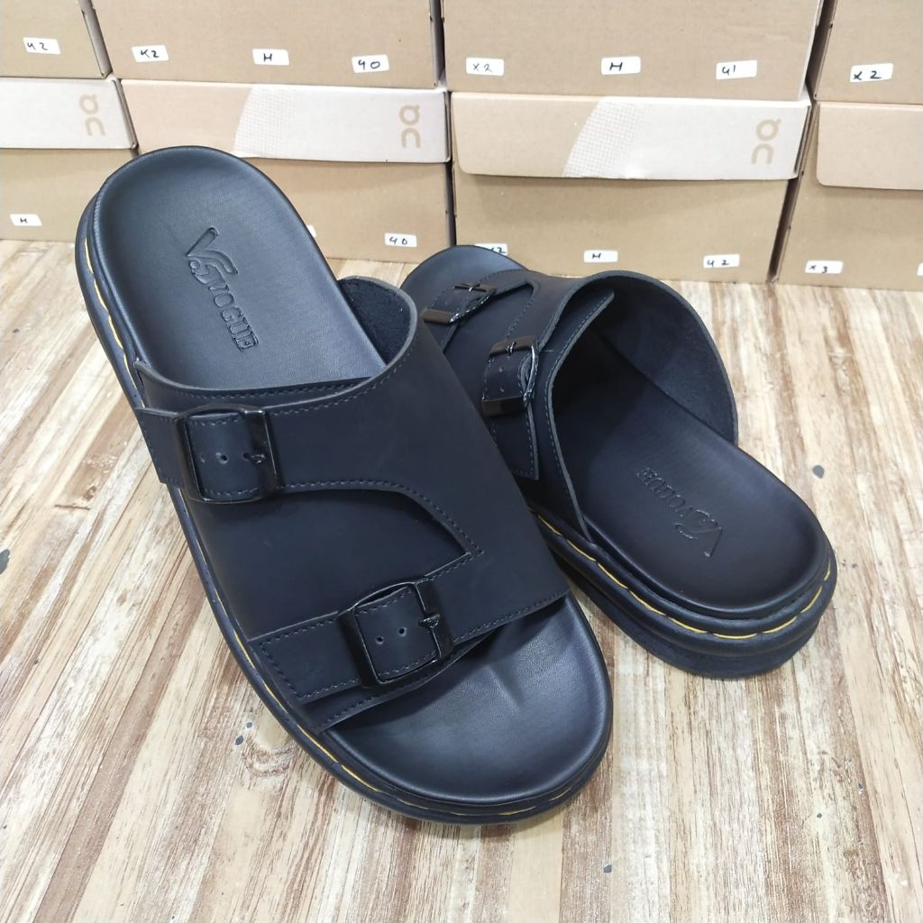 Vogue Project - sandal slop casual slide pu leather anti slip empuk tinggi 39-43