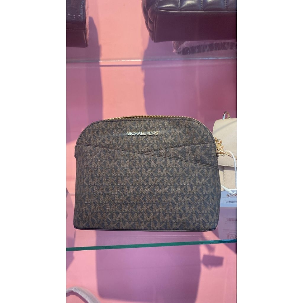 MK Dome Brown Signature Crossbody Bag