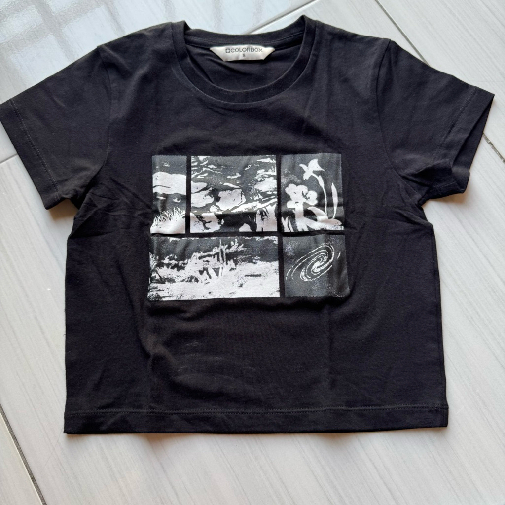 Crop Top Colorbox Black Hitam Wanita Kaos Polos Casual