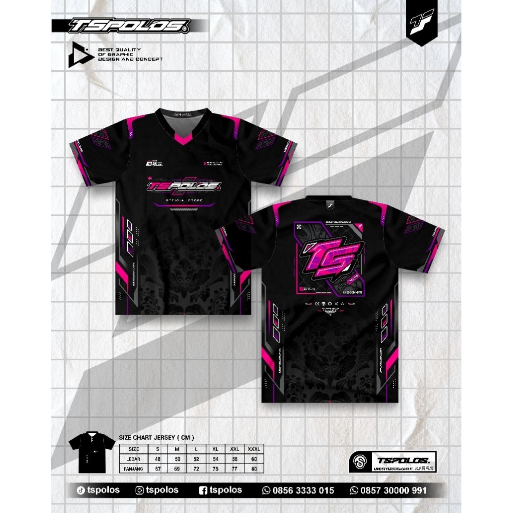 JERSEY TSPOLOS HITAM PINK || JERSEY KARNAVAL || JERSEY FULLPRINTING || JERSEY PREMIUM