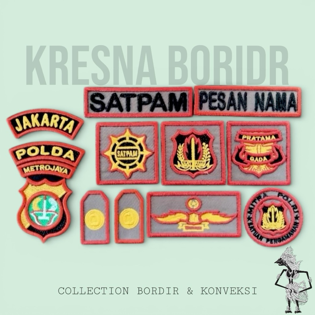 Atribut Security Coklat/Logo Satpam/Atribut Satpam Lengkap Satu Set/Satpam Custom Bordir