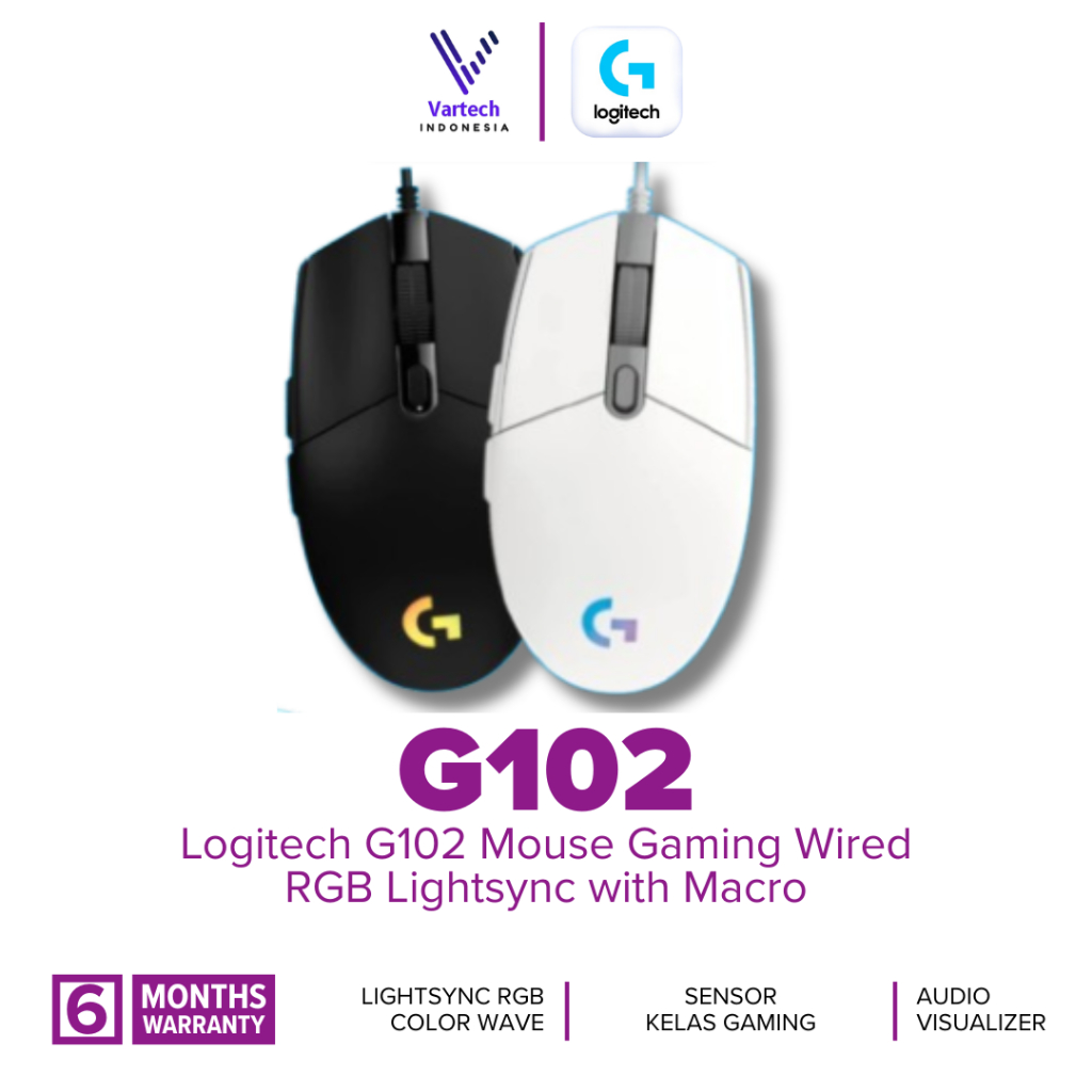 Mouse Logitech Original - Logitech G102 Mouse Gaming Wired RGB Lightsync with Macro