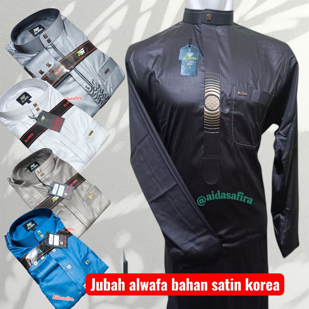(AL-WAFA) JUBAH GAMIS PRIA AL-WAFA MEDIUM GOLD SATIN KOREA/JUBAH GAMIS AL-WAFA DEWASA TANGAN MANSET/