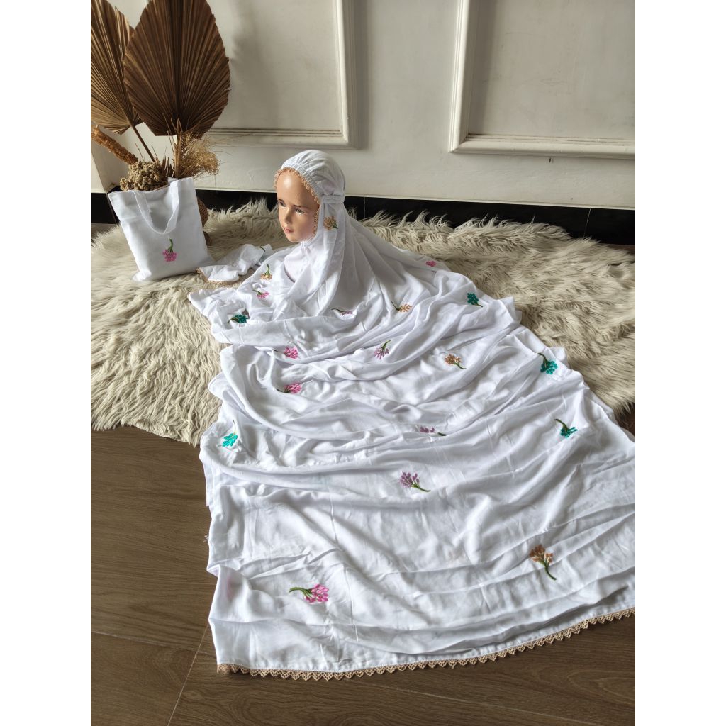 mukena anak terusan rayon pita