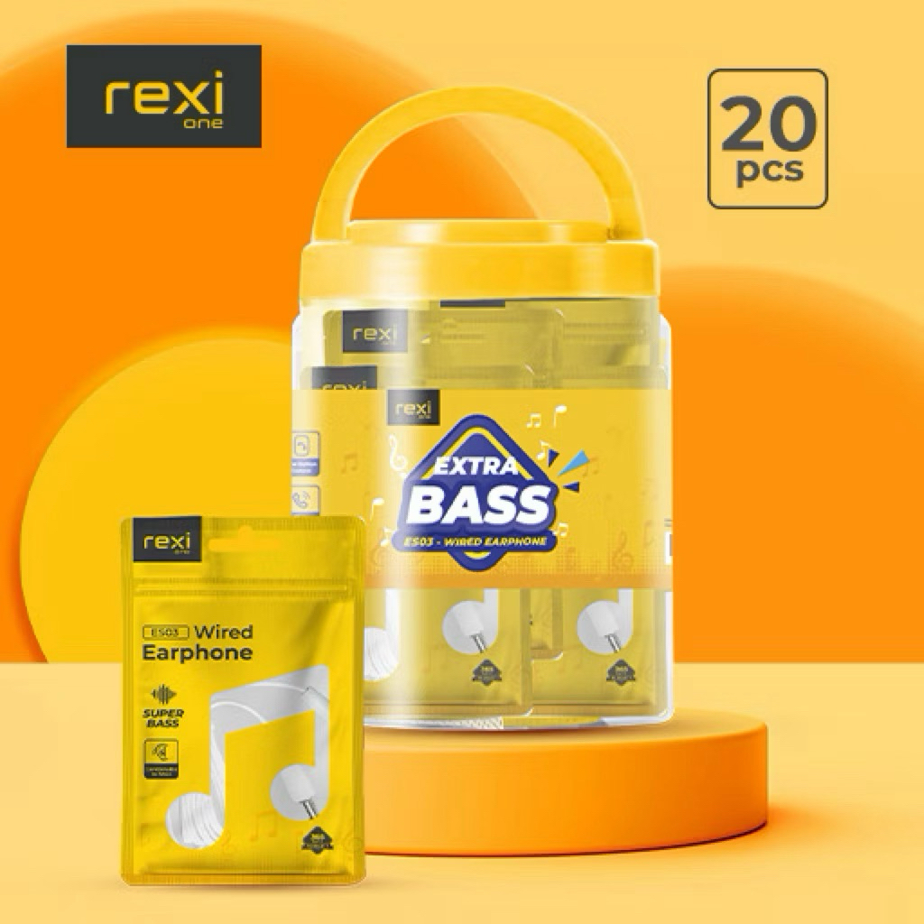 Rexi ES03  Headset Earphone Wired Bass Es03, 1Toples 20pcs