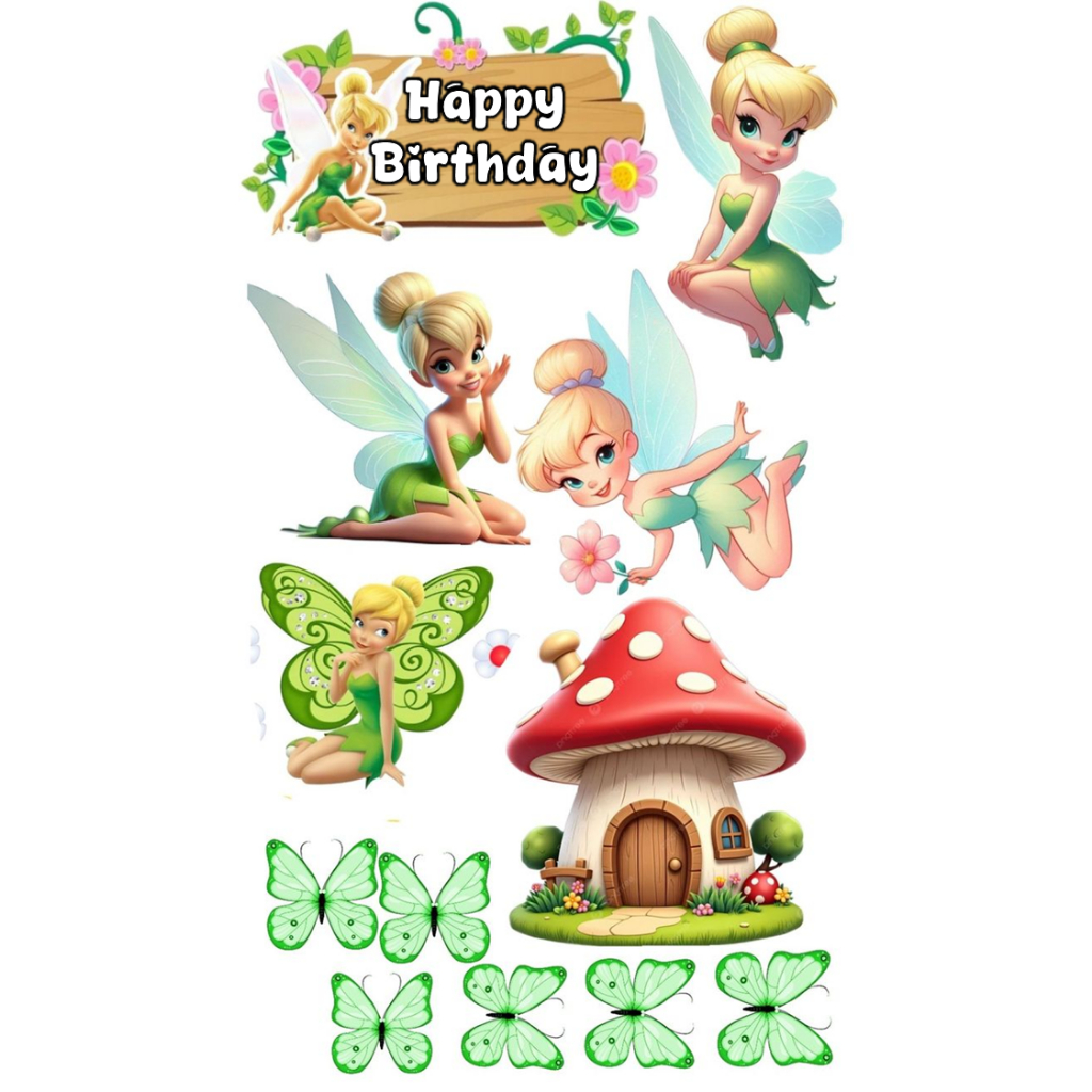 Topper THINKERBELL Custom Nama | Hiasan Cake Ultah Tema THINKERBELL | Topper Thinkerbell Murah