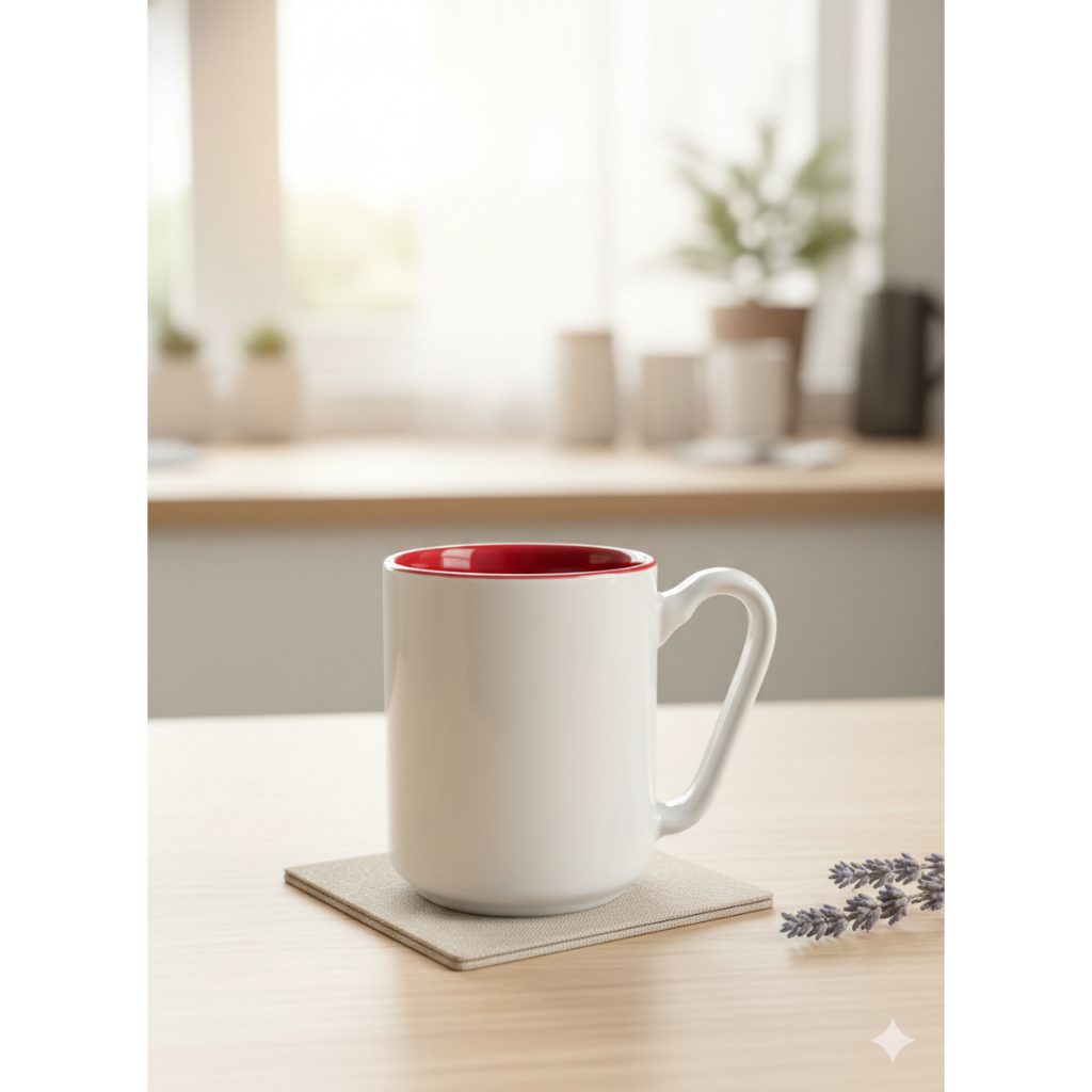 Mug Keramik Two Tone Tanpa Desain Polosan/mug dalam warna merah