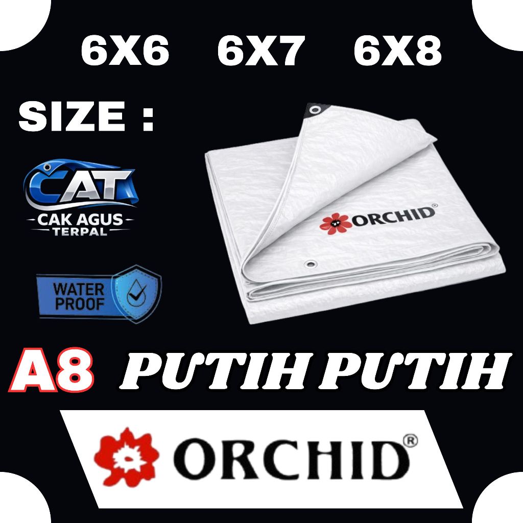 Terpal Lembaran A8 Orchid Putih Ukuran 6x6 6x7 6x8 Ready Stok