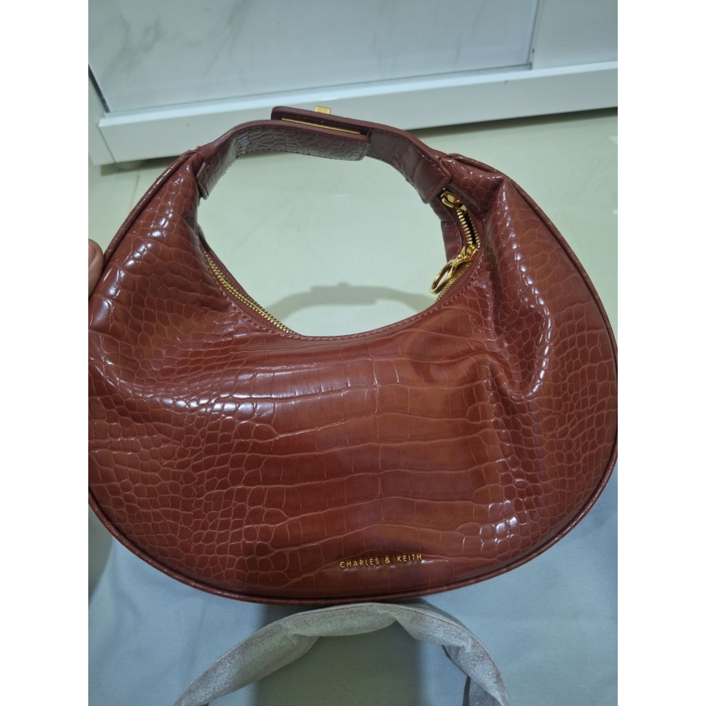 charles&keith croco brown hobo