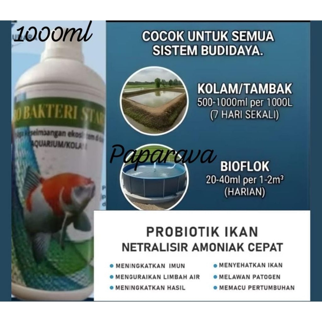 PRO BAKTERI STARTER 1000 ML | BAKTERI STARTER KOLAM /TAMBAK /AKUARIUM.