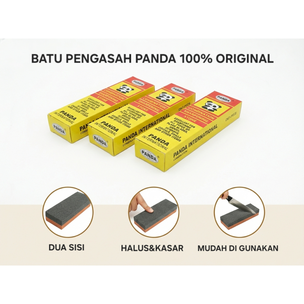 Batu Asah Pisau & Golok PANDA - batu Pengasah serbaguna asahan dua sisi kualitas terbaik