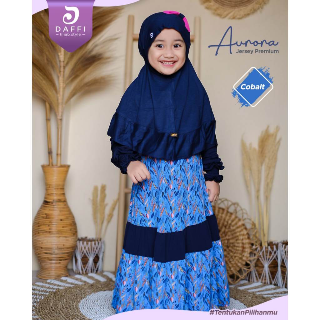 Daffi Hijab Gamis Anak Aurora Kids Series - Dress Anak Motif Premium
