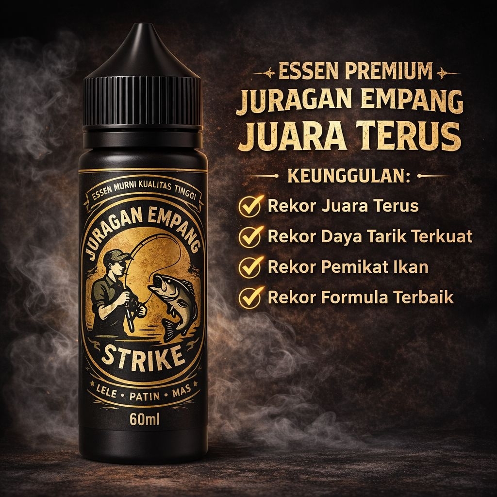 Essen Premium Juragan Empang Strike 60ml – Essen Mancing Juara Lomba & Harian | Pemikat Ikan Mas, Le