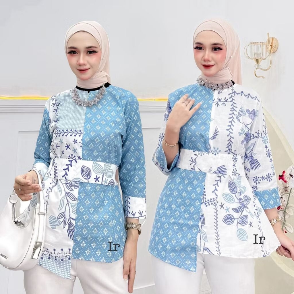 Atasan wanita | Atasan Batik Wanita Modern Blouse Batik Kantor Wanita Terbaru (kembang bordir)