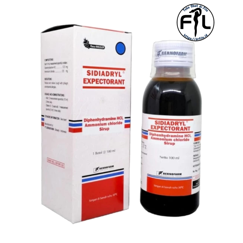 SIDIADRYL SIRUP Expectorant Sirup 60ml Obat Batuk Berdahak Rasa Anggur