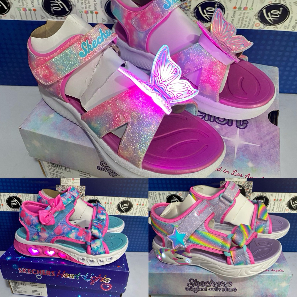 Sendal Sandal Skechers Kids Girl Light Lampu Anak Original