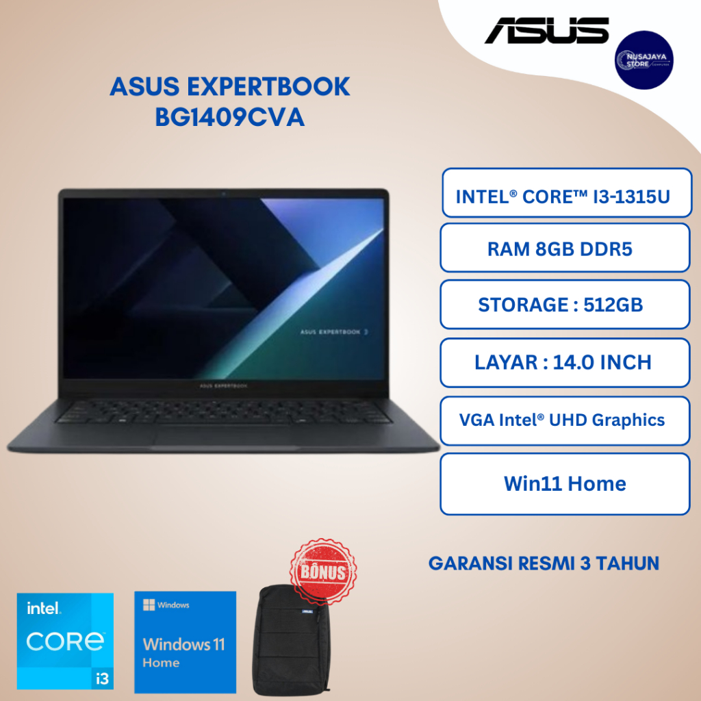 ASUS EXPERTBOOK BG1409CVA i3/8GB DDR5/512GB SSD/Win Home