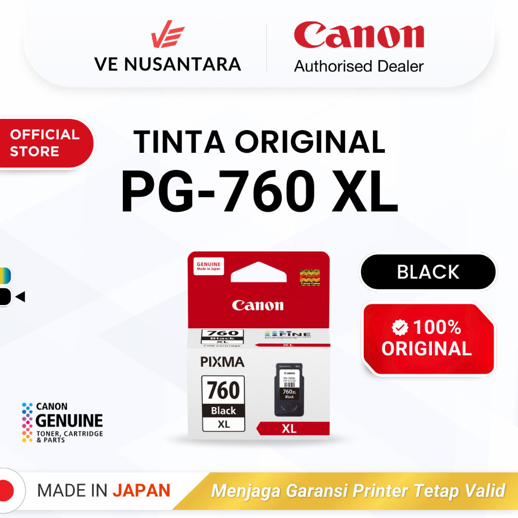 Tinta Original Canon 760 Pigment Black XL PG-760 XL - Tinta Canon TS5370 TS5370a - Tinta Cartridge K