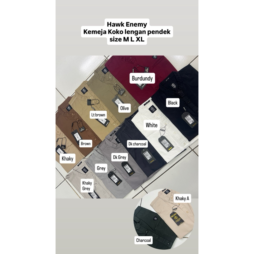 HAWK ENEMY - Kemeja koko pria lengan pendek / Kemko / Pakaian muslim pria