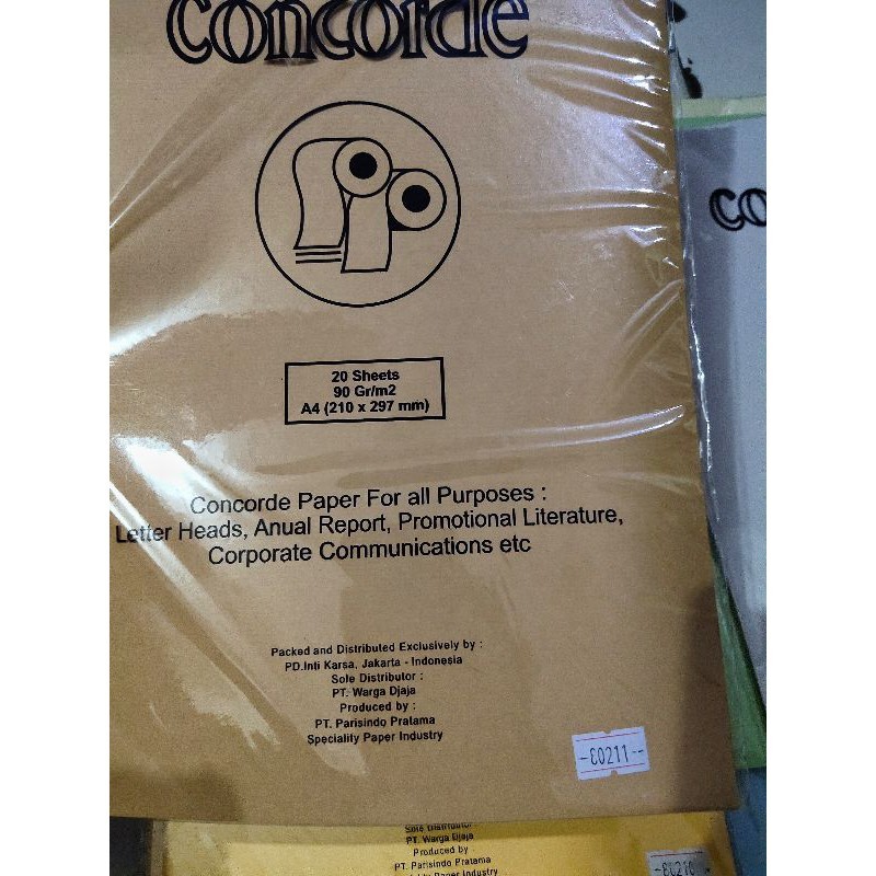 sertifikat CONCORDE ISI 500 LEMBAR ( 1 RIM ) FOLIO F4 / A4 / QUARTO 90 GRAM / GSM ( Kertas Karton Se