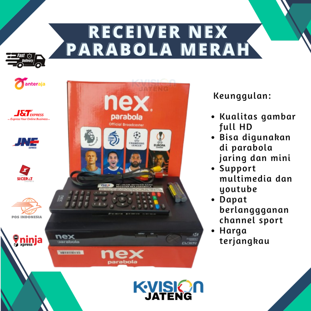 Receiver Nex Parabola Merah untuk Parabola Jaring dan Mini