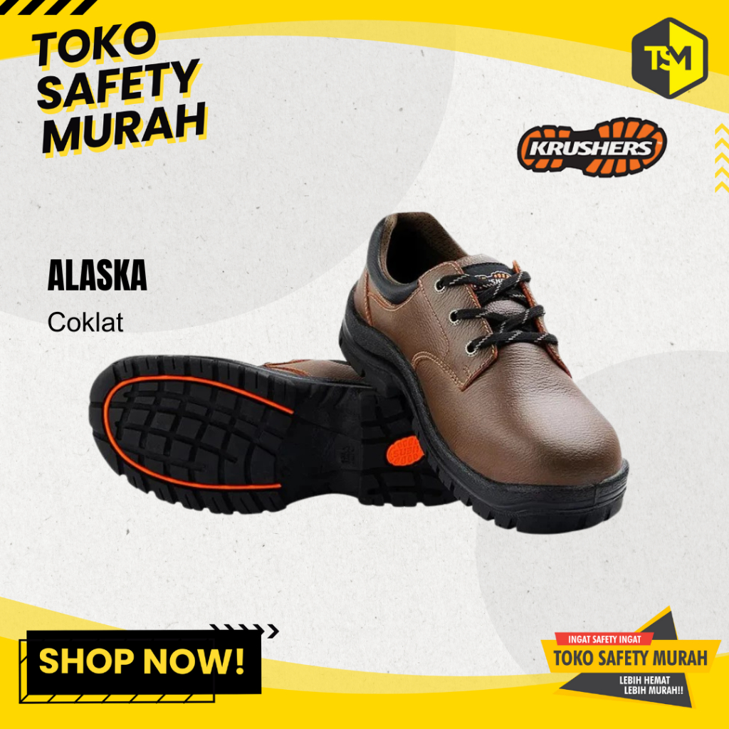 KRUSHERS ALASKA Sepatu Safety Heavy Duty – Pelindung Jari Besi, Sol PU Anti Slip
