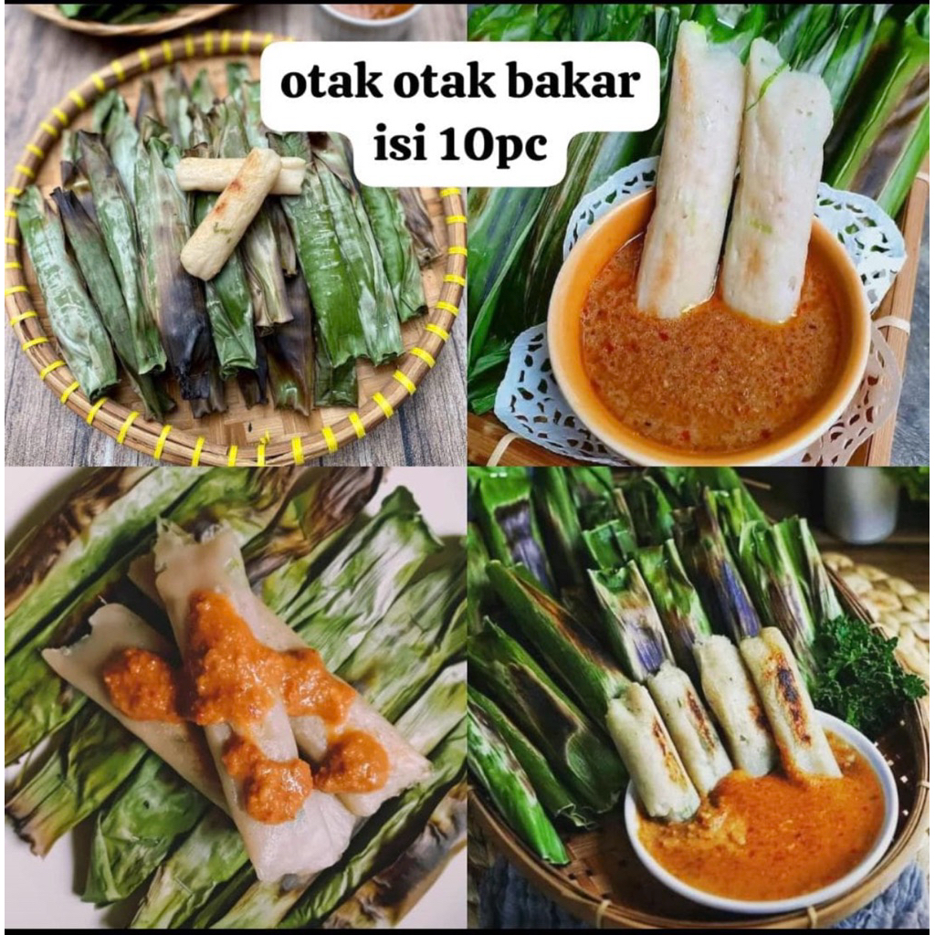 Otak -otak bakar daun pisang + bumbu kacang isi 10pcs Frozen